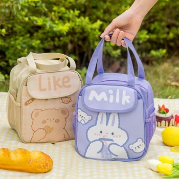 Мультяшная детская сумка-бенто, сумка-холодильник, многоразовая герметичная сумка большой емкости для работы, школьных пикников