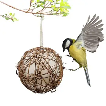 Мяч для гнездования колибри, легко подвешиваемый Мяч для гнезда Колибри, Принадлежности для птиц, Гнезда из натурального ротанга для патио, садов и дворов