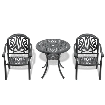 Набор мебели для патио из литого алюминия из 3 предметов с черным каркасом и подушками для сидений разных цветов