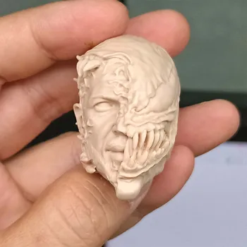 Неокрашенная фигурка Tom Hardy Venom Head Sculpt Model Toys в масштабе 1/6, половина лица, сделай сам, 12 