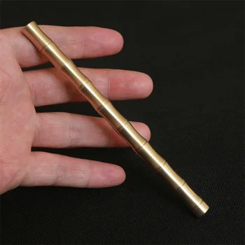 Новая форма бамбука, Латунная металлическая Гелевая ручка ручной работы, школьные канцелярские принадлежности, Высококачественная офисная ручка для подписи, Тактическая ручка