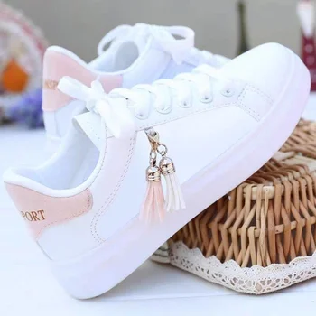 Новые весенне-осенние женские модные белые туфли Tenis Feminino из искусственной кожи, однотонная женская обувь, повседневная женская обувь, обувь c98