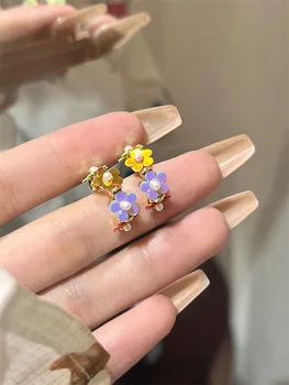 Новые милые разноцветные серьги-кольца с конфетами для женщин, серьги с маленькими цветами, ювелирные изделия