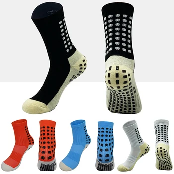Новые футбольные носки Взрослые Мужчины Женщины Хлопчатобумажные спортивные носки Нескользящее силиконовое полотенце Снизу Футбольные Баскетбольные носки с противоскользящим захватом