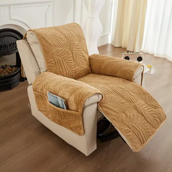 Однотонный чехол для односпального дивана, мягкий плюшевый чехол для дивана, нескользящий чехол для стула, защитный чехол для дивана на 1 место