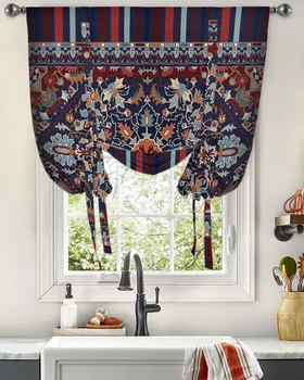 Оконная занавеска в индийском богемном стиле с цветами для гостиной, домашний декор, Римская занавеска, кухонные шторы на завязках, Регулируемые шторы