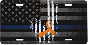 Осведомленность о лейкемии, раке, Флаге Америки, Оранжевой ленте, персонализированном номерном знаке, металле, алюминии, стандартном транспортном средстве США 6 X 12 дюймов