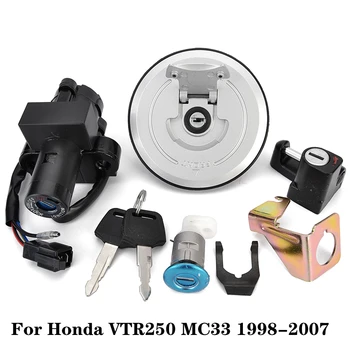 Переключатель зажигания мотоцикла VTR 250, крышка топливного бака, комплект замков сиденья для Honda VTR250 MC33 1998-2007