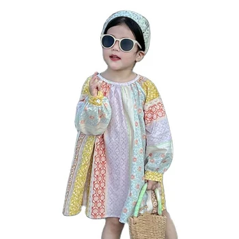 Платье для маленьких девочек с цветочным рисунком, повседневные детские платья для девочек, весенне-осенний костюм для девочек