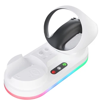 Подставка для зарядной станции со светодиодным индикатором Аксессуары для устройств виртуальной реальности Противоскользящее зарядное устройство с двумя головками Сенсорное управление для контроллера PS VR2