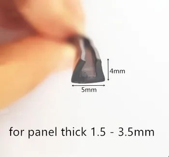Резиновая уплотнительная U-образная полоска 4x5x4 мм для стекла толщиной 1,5 - 3,5 мм, Металлическая Автомобильная деревянная панель, ограждающая кромку доски, Черный