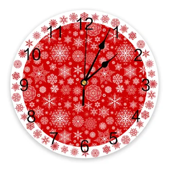 Рождественские зимние настенные часы с красной снежинкой, бесшумные цифровые часы для украшения дома, спальни, кухни, подвесные часы