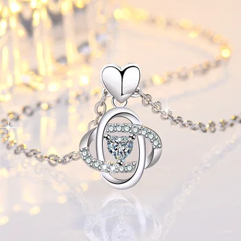 Роскошное женское ожерелье с большим круглым сердечком, Милые ожерелья-цепочки серебристого цвета, Очаровательные свадебные ожерелья из белого Циркона для женщин