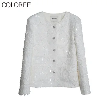 Роскошные Белые Расшитые Блестками Chamarras Para Mujeres, Брендовые Дизайнерские Зимние Куртки для Женщин 2023, Корейская Модная Элегантная Верхняя Одежда