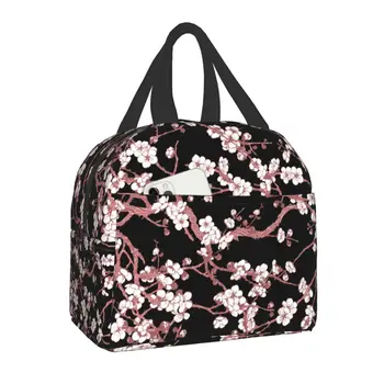 Сакура, дерево, Вишневый цвет, Изолированная сумка для ланча, Сменные цветы, Цветочный термоохладитель, Ланч-бокс для женщин, офис, пикник, путешествия