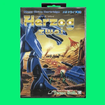 Самый популярный игровой картридж Herzog Zwei 16-битная игровая карта MD с коробкой для Sega Megadrive / Genesis