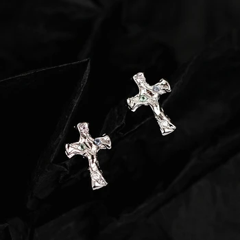 Серьги-гвоздики в виде маленького креста из стерлингового серебра 925 пробы для женщин и девочек, Корейский микроинсталляционный циркон, Изысканный индивидуальный ювелирный подарок