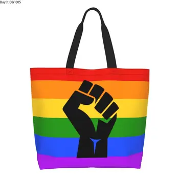 Симпатичная черная сумка для покупок Lives Matter BLM Pride, брезентовая сумка для покупок через плечо для продуктов LGBT Rainbow, холщовая сумка для покупок, наплечная сумка для покупок