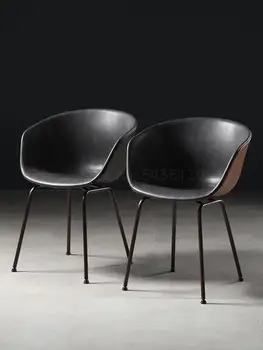 Скандинавский стул с кожаной спинкой Простой Североамериканский Новый Легкий Роскошный стул Европейский Железный Ретро-стул для кафе Ресторанный стул