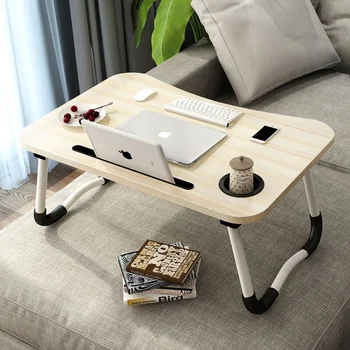 Складной столик для ноутбука Креативная студенческая подставка для ноутбука для кровати Слот для карт, подстаканник, переносной столик-кровать, модный ленивый столик