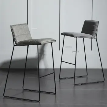 Современная мебель Роскошный барный стул в минималистичном стиле Барные стулья с железными высокими ножками Спинка барного стула Кухонный стул B