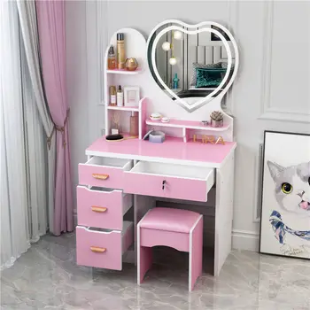 Современный минималистичный комод в скандинавском стиле, набор мебели с зеркалом для макияжа, ящик для хранения стульев, Встроенные комоды для спальни