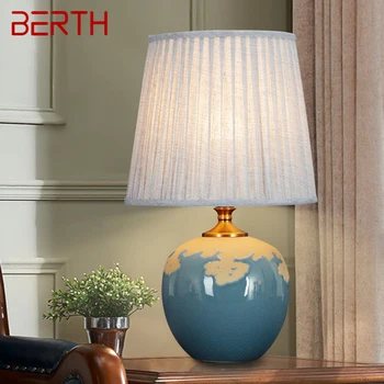 Спальное МЕСТО Nordic Luxury Креативная Керамическая настольная лампа LED Современная прикроватная лампа с синим затемнением для настольного декора спальни