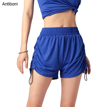 Спортивные шорты для йоги Antibom, Женские шорты с высокой талией на завязках, Легкие Дышащие Уличные брюки для фитнеса Ice Silk
