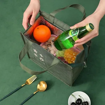 Сумка для продуктов большой емкости для кемпинга на открытом воздухе, повседневная сумка, сумка-холодильник для еды и напитков, ланч-бокс, холщовая сумка, органайзер для ланча, сумка для ланча
