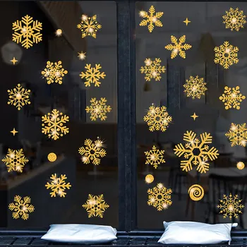 Счастливого Рождества, Наклейка на оконное стекло в виде снежинки, Электростатическая наклейка, Новогодние наклейки для детской комнаты, Рождественские наклейки на стены, наклейки для дома, Декор