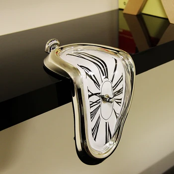 Сюрреалистичные, искаженные плавлением настенные часы с римскими цифрами для декоративной полки домашнего офиса, настенные часы, принадлежности для современного дизайна