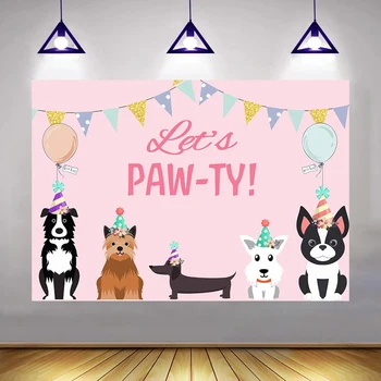 Тематический фон для фотосъемки Let's Paw-ty Товары для вечеринки в честь дня рождения домашних животных, Щенок, собака, кошка, фон для фотосъемки, украшение семейного баннера