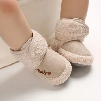 Теплые зимние ботинки для детской кроватки для малышей, Мягкие удобные противоскользящие носки для маленьких девочек и мальчиков, тапочки для новорожденных
