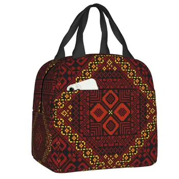 Традиционная палестинская сумка для ланча Tatreez с изоляцией для кемпинга и путешествий, палестинская вышивка, герметичный кулер, термальная коробка для бенто