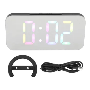 Умный зеркальный будильник Динамические часы с изменением цвета RGB Перезаряжаемый RGB 7-цветной дисплей 4 динамических цвета для офиса