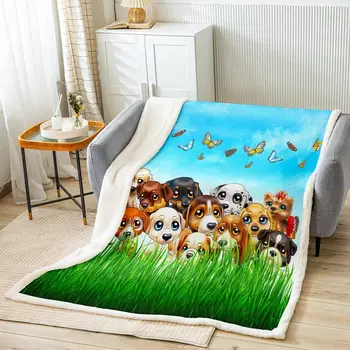 Флисовое одеяло с милой собачкой для малышей, для девочек, для мальчиков, для детей, Плюшевое одеяло с мультяшными собаками, декор, Прекрасный домашний щенок