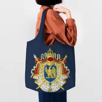 Французская империя Наполеон, Продуктовая сумка для покупок, Холщовая сумка для покупок, Вместительные сумки через плечо, Прочные сумки с гербом Франции