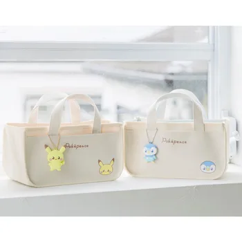 Холщовая сумка для ланча Pocket Monster Pikachu с японским Мультяшным Пингвином Большой емкости Bento Lunch Box Сумка Для хранения Косметического Органайзера