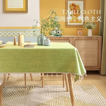 Художественная имитация ткани из хлопка и льна, легкий роскошный обеденный стол, чайный столик, квадратная однотонная скатерть
