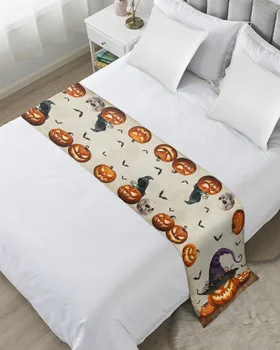 Хэллоуин Ужас Тыква Летучая мышь Бегунок на кровать Украшение дома Отеля Кровать Флаг Свадебная спальня Полотенце для хвоста кровати