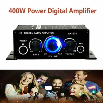 Цифровой усилитель мощностью 400 Вт Мини Стерео Аудио HIFI AMP USB FM Микрофон Домашний Автомобильный