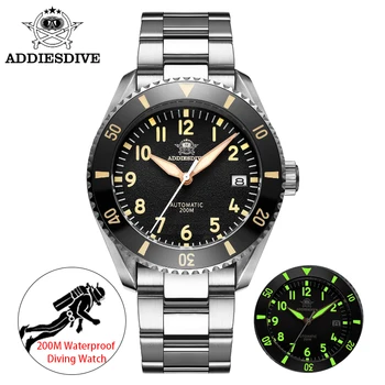 Часы Addies Diver Water Ghost Роскошные сапфировые Мужские Автоматические механические часы NH35 200 м Водонепроницаемые мужские часы C3 Super Luminous