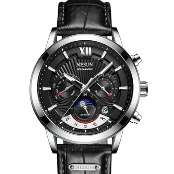 Швейцарские механические мужские часы люксового бренда NESUN с сапфировой фазой Луны, водонепроницаемые часы с многофункциональным циферблатом N9025