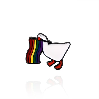 Эмалированные булавки с флагом Гордости ЛГБТ, Радужные Броши, значки на лацканах, Ювелирные изделия с изображением Гуся, Подарок для друзей-детей